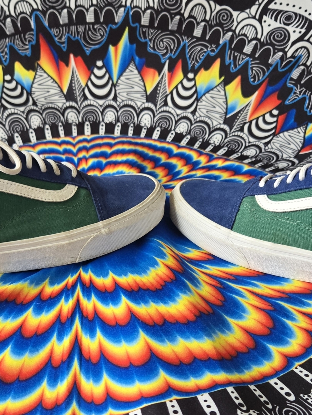 Vans Men's Blue & Green Suede Old Skool Sneakers - Picture 5 of 6